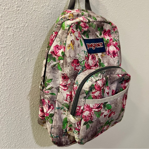 JANSPORT Pink Rose Floral Mini Half Pint Backpack - Picture 3 of 5